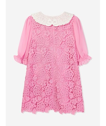 Self Portrait Girls Lace Collar Dress in Pink acheter