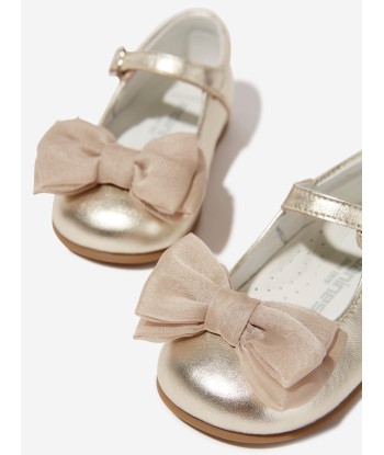 Andanines Girls Mary Jane Shoes With Bow in Gold basket pas cher