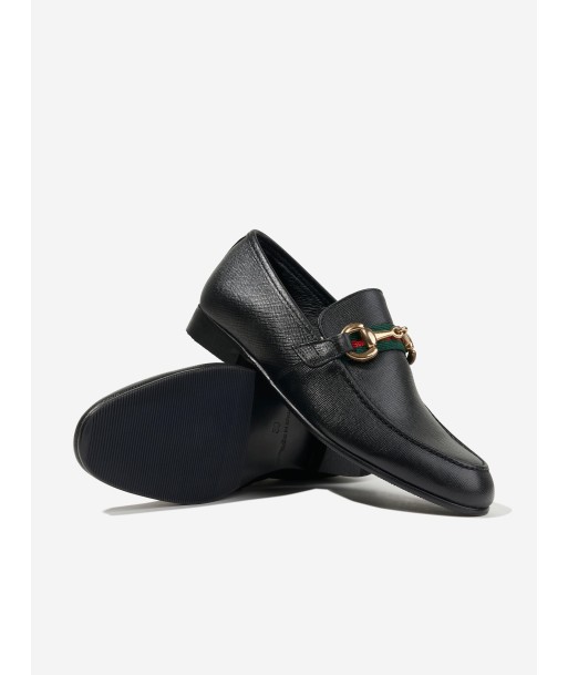 Andanines Boys Loafers With Embellished Buckle in Black pas cher